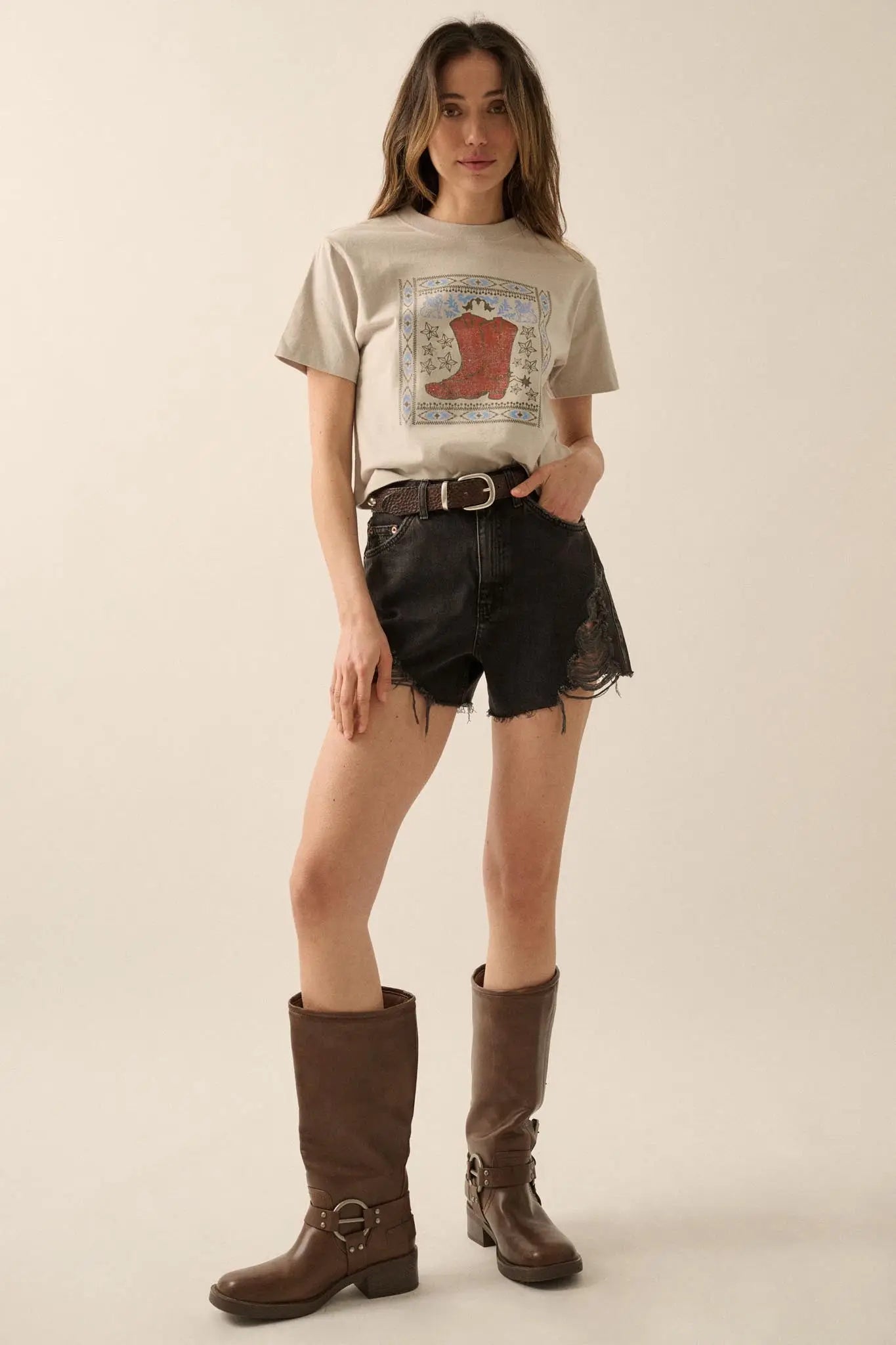 Boots and Beauty Garment Dyed Western Graphic Tee