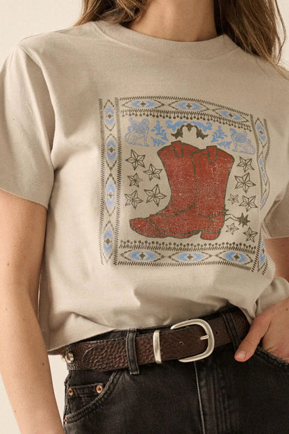 Boots and Beauty Garment Dyed Western Graphic Tee