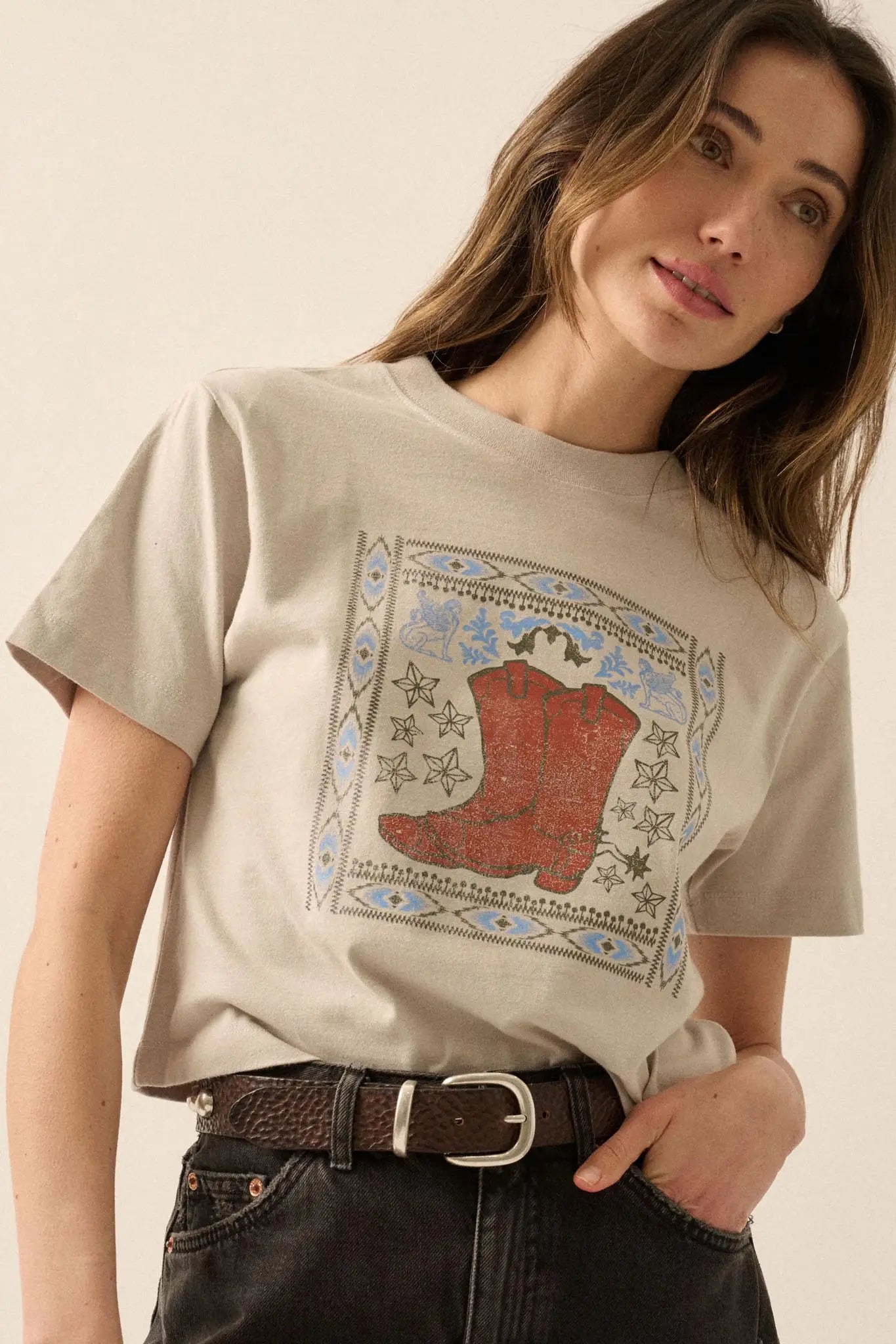 Boots and Beauty Garment Dyed Western Graphic Tee
