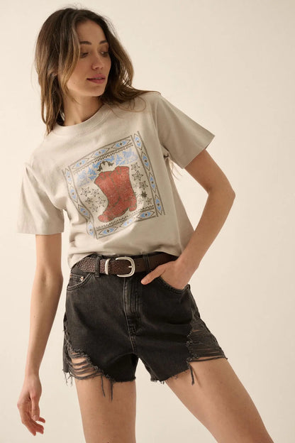 Boots and Beauty Garment Dyed Western Graphic Tee