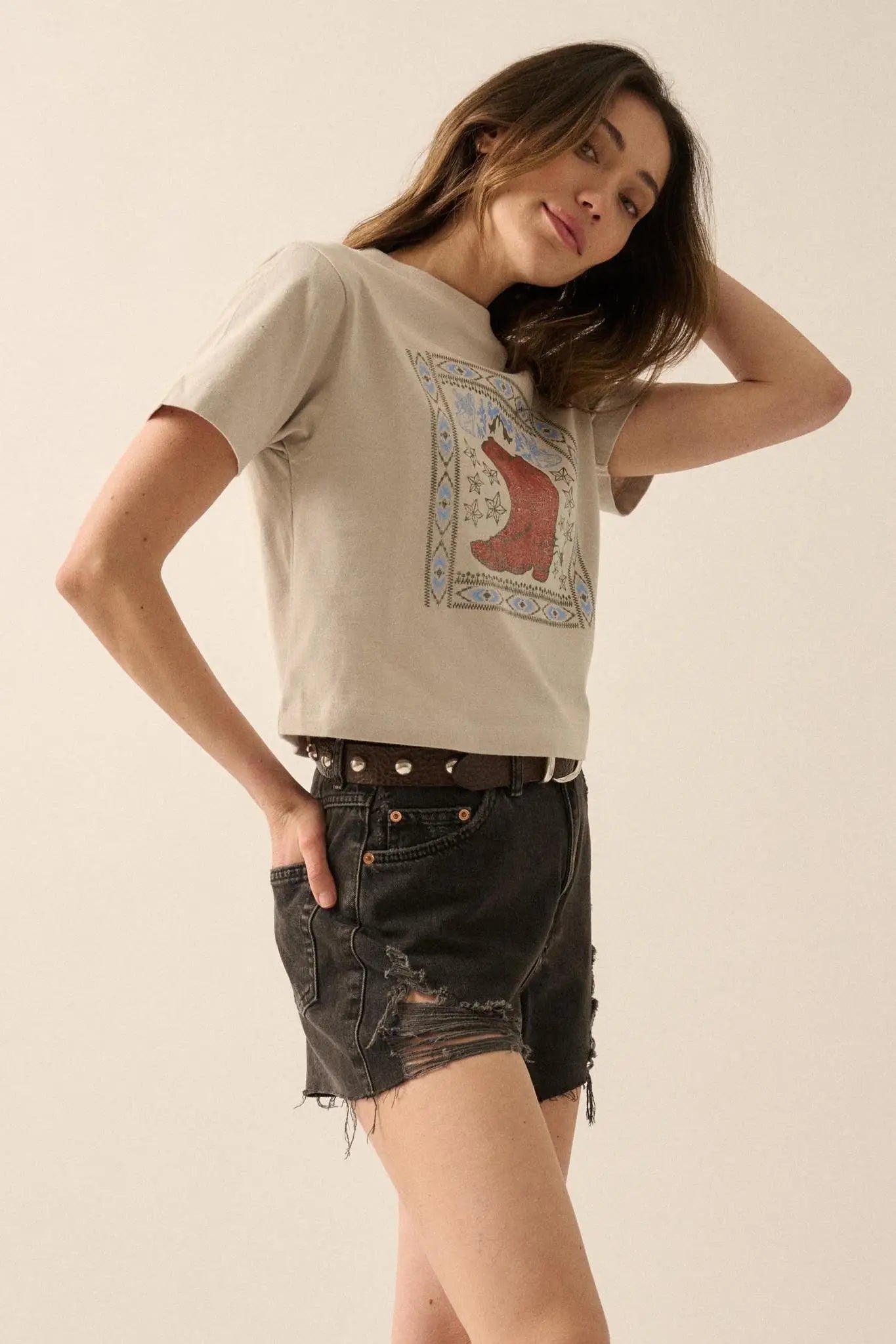 Boots and Beauty Garment Dyed Western Graphic Tee