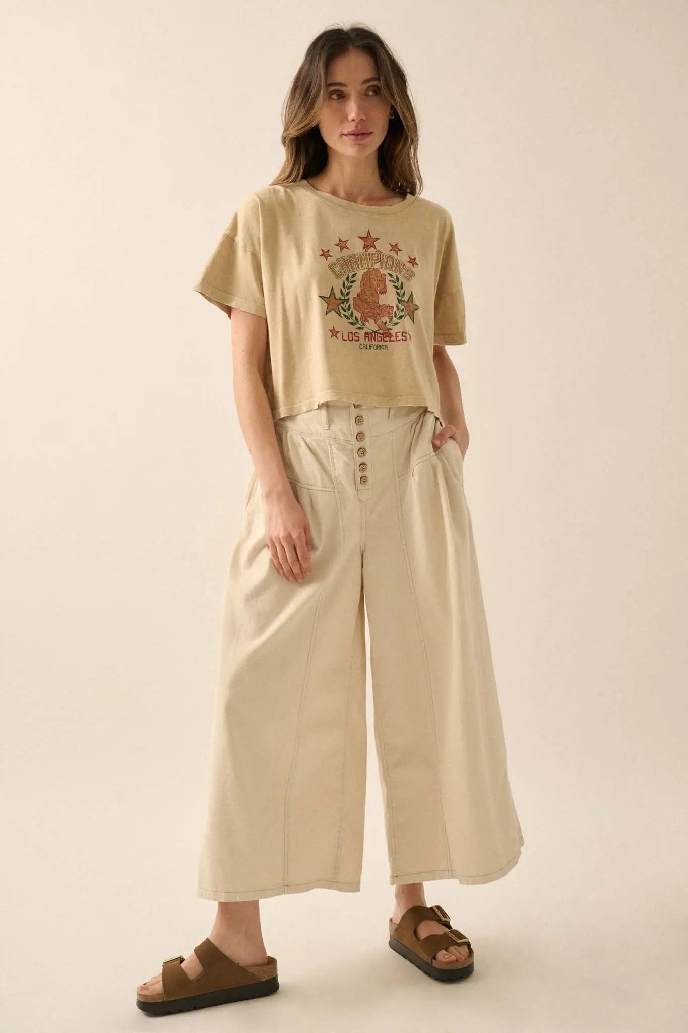 Champions LA Cropped Vintage-Wash Graphic Tee