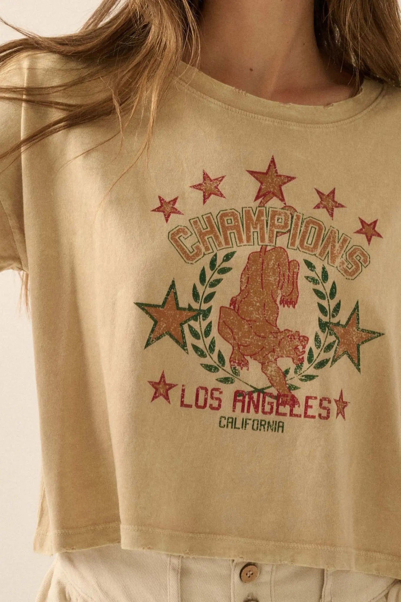 Champions LA Cropped Vintage-Wash Graphic Tee