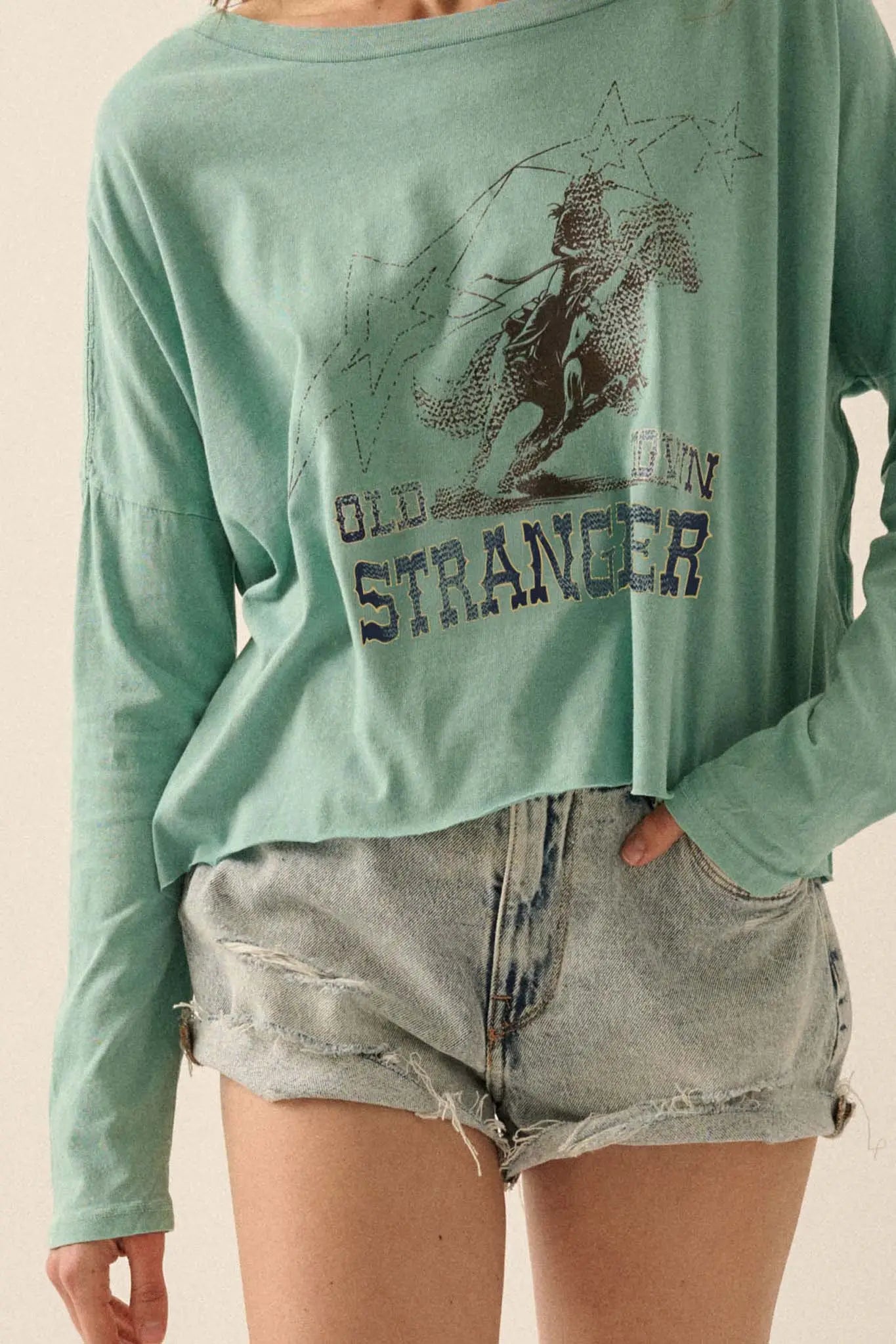 Old Town Stranger Cropped Long-Sleeve Graphic Tee