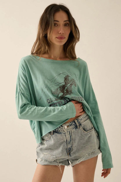 Old Town Stranger Cropped Long-Sleeve Graphic Tee