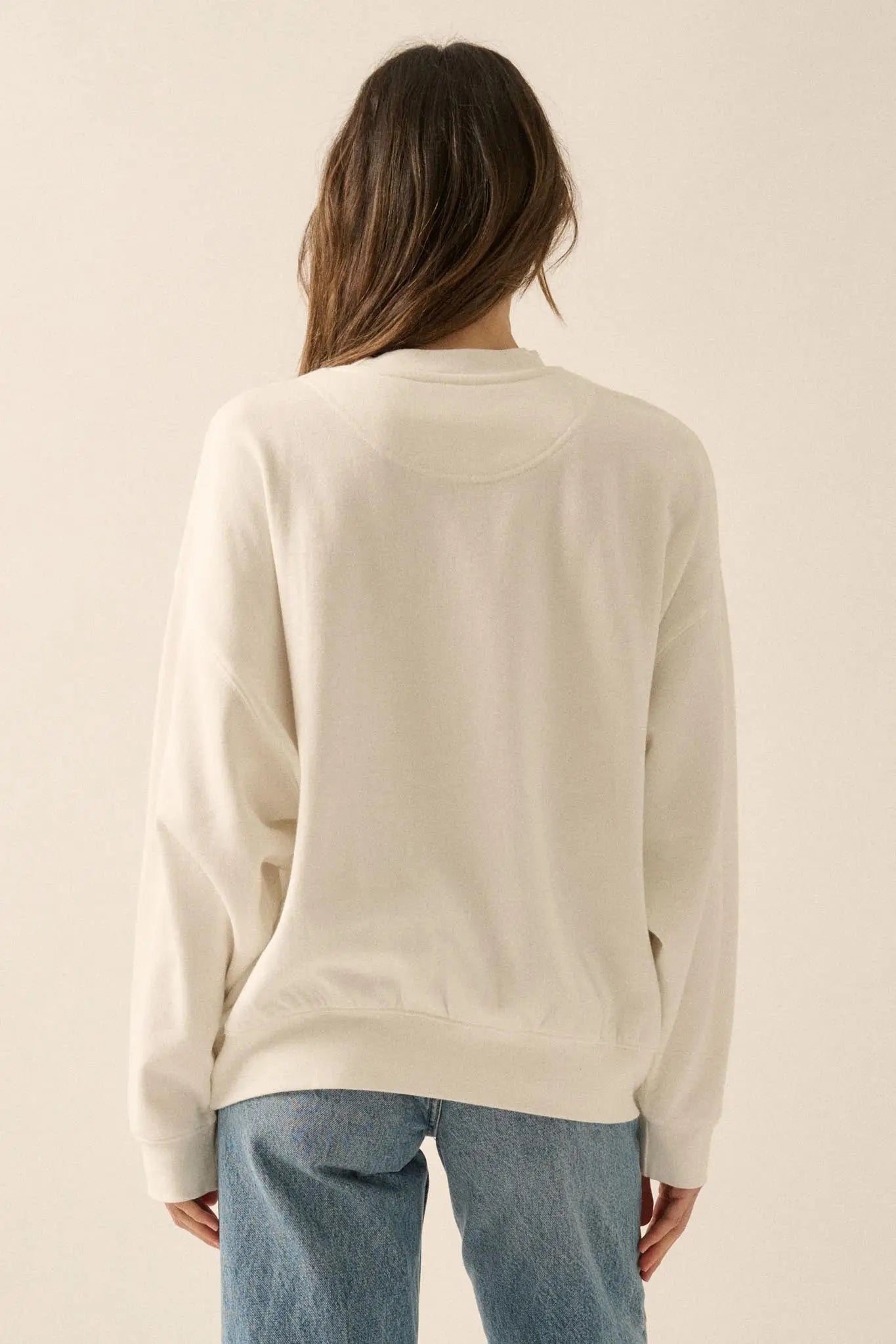 Blue Bouquet Vintage-Print Graphic Sweatshirt