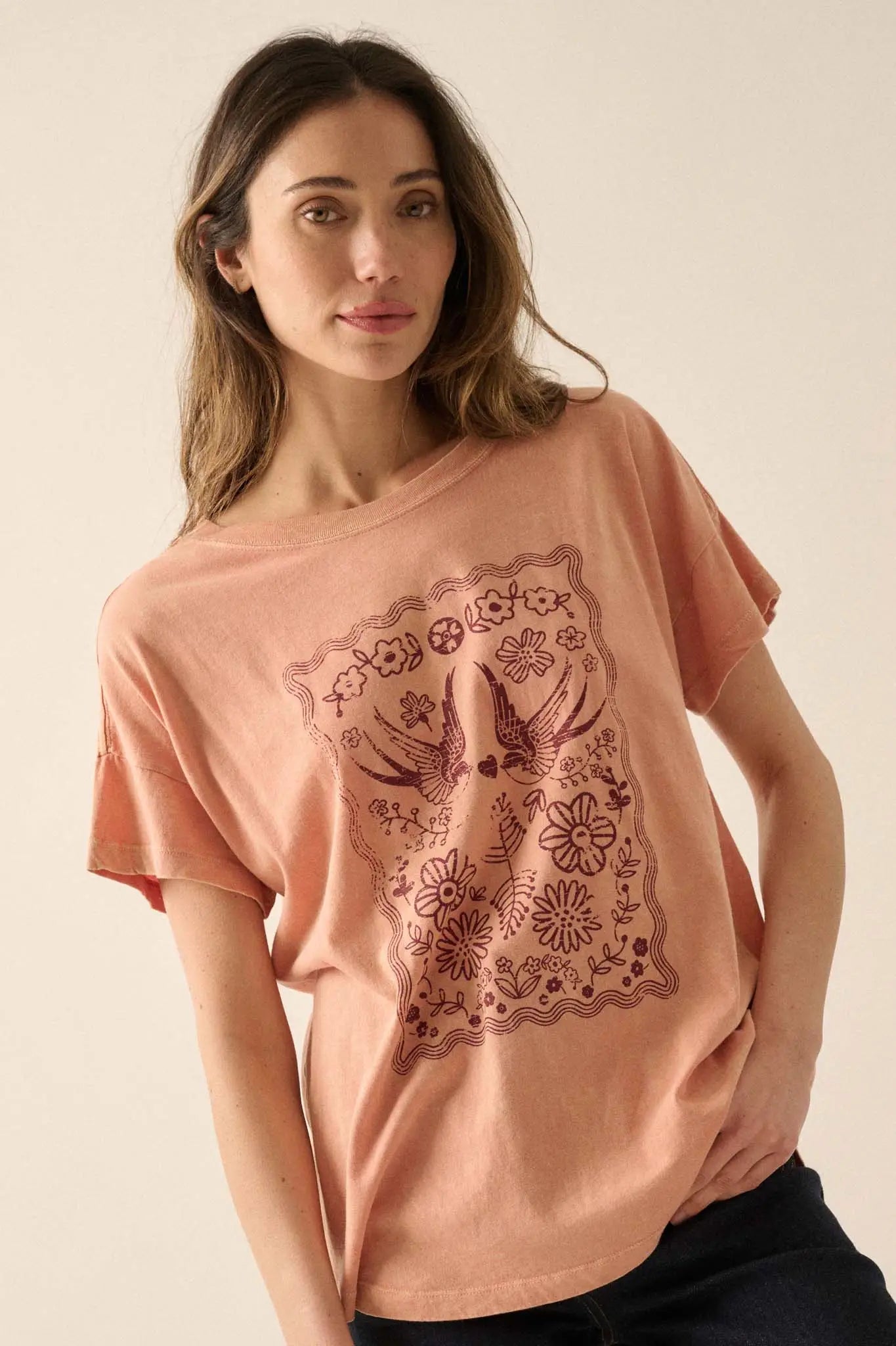 Love Birds Vintage-Print Graphic Tee