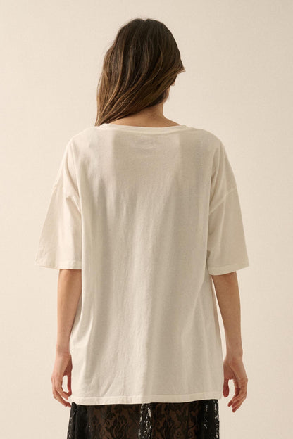 Go Fish Vintage-Print Oversize Graphic Tee