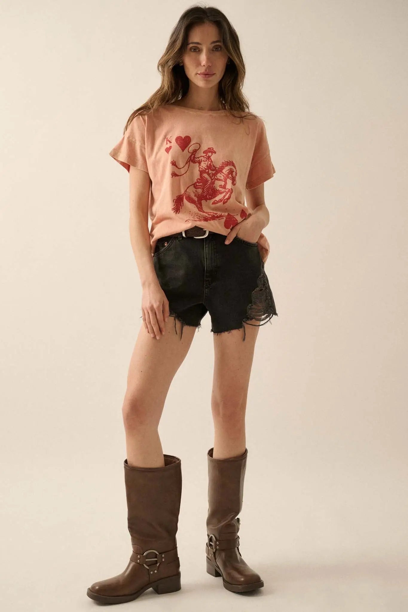 Cowboy King of Hearts Vintage-Wash Graphic Tee