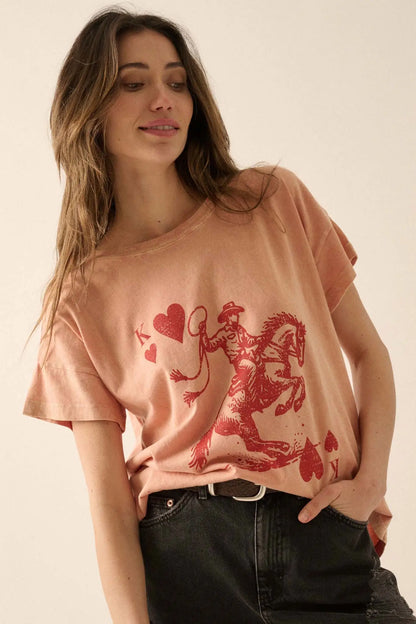 Cowboy King of Hearts Vintage-Wash Graphic Tee