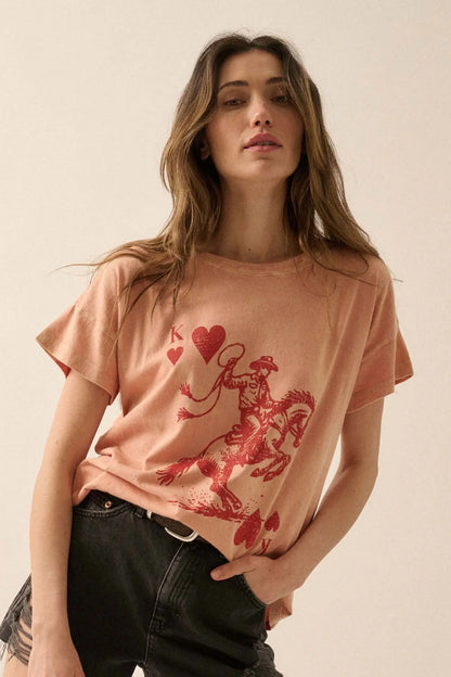 Cowboy King of Hearts Vintage-Wash Graphic Tee