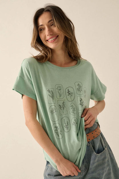 Pressed Flowers Vintage-Wash Graphic Tee