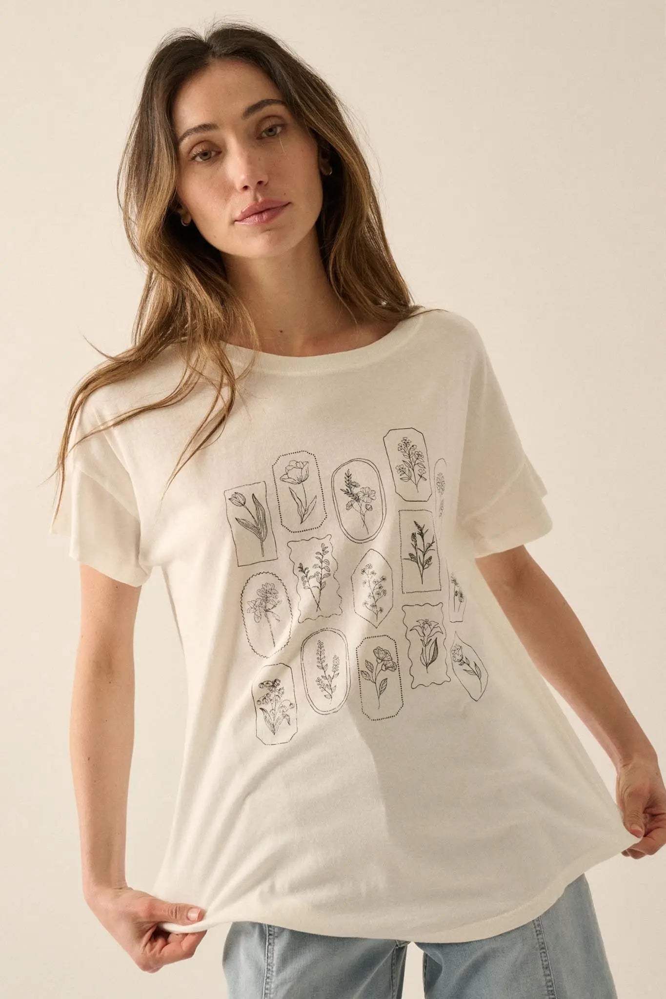 Pressed Flowers Garment-Washed Graphic Tee