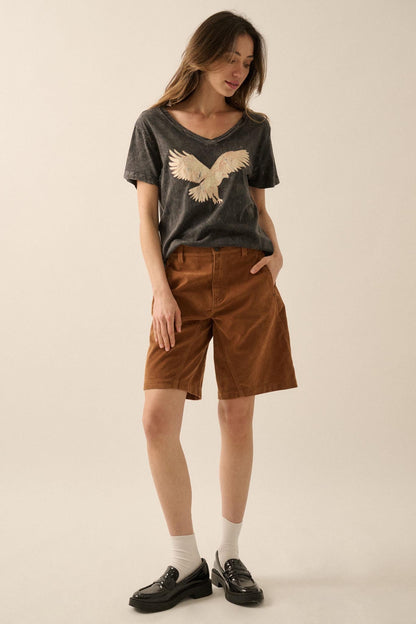Soaring Eagle Vintage-Wash V-Neck Graphic Tee