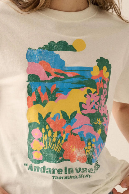 Sicilian Holiday Vintage-Print Floral Graphic Tee