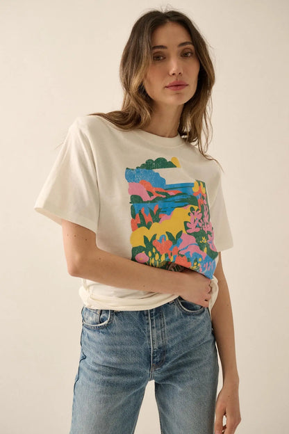 Sicilian Holiday Vintage-Print Floral Graphic Tee