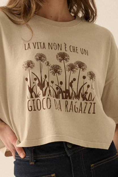 Gioco da Ragazzi Cropped Dandelion Graphic Tee