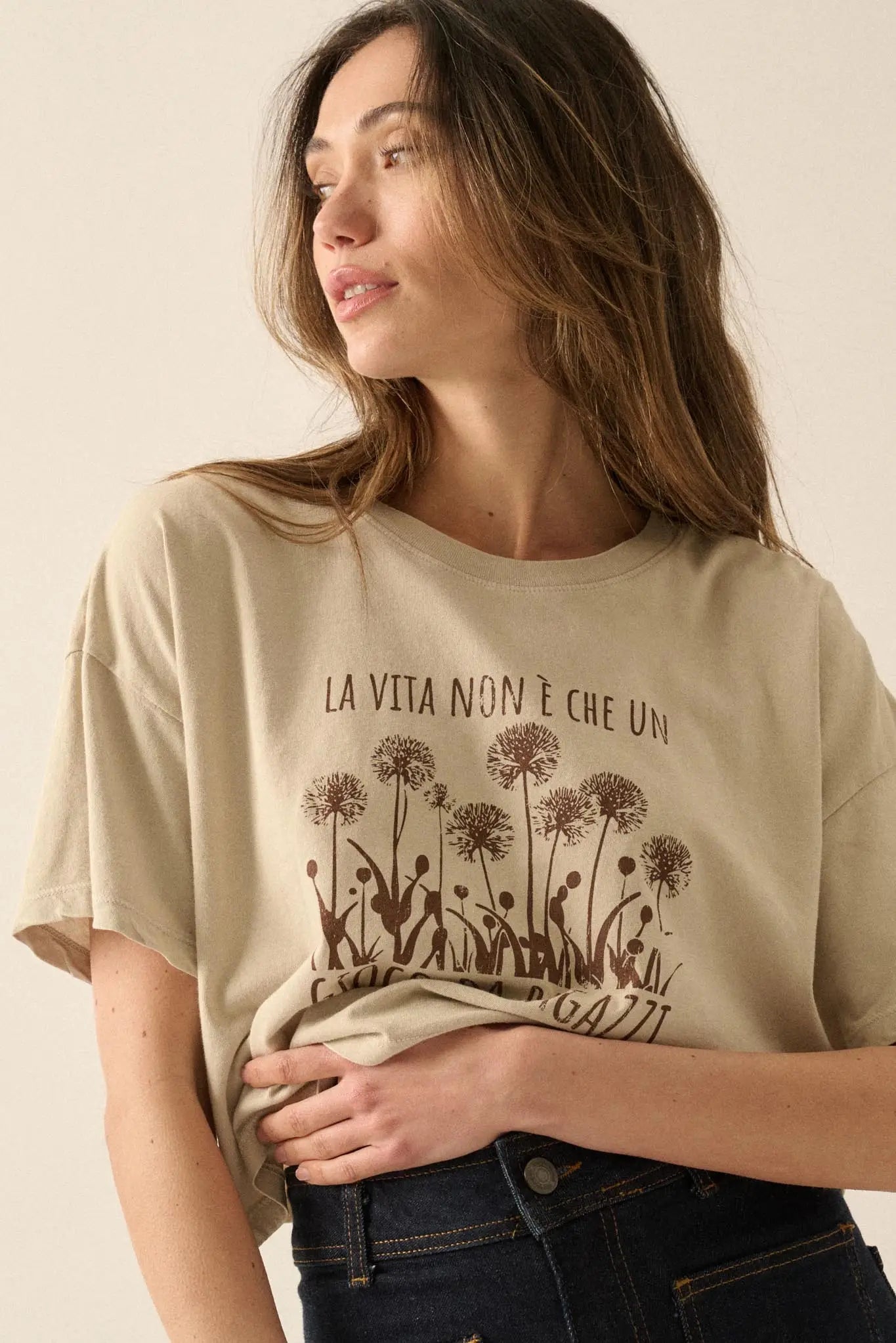 Gioco da Ragazzi Cropped Dandelion Graphic Tee