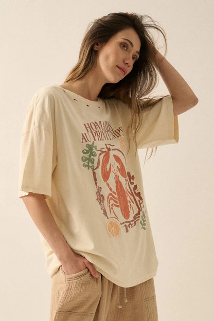 Homards Au Printemps Distressed Lobster Graphic Tee