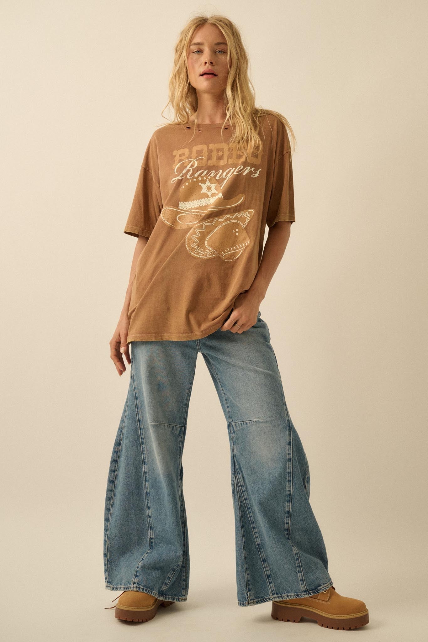 Rodeo Rangers Distressed Oversize Graphic Tee