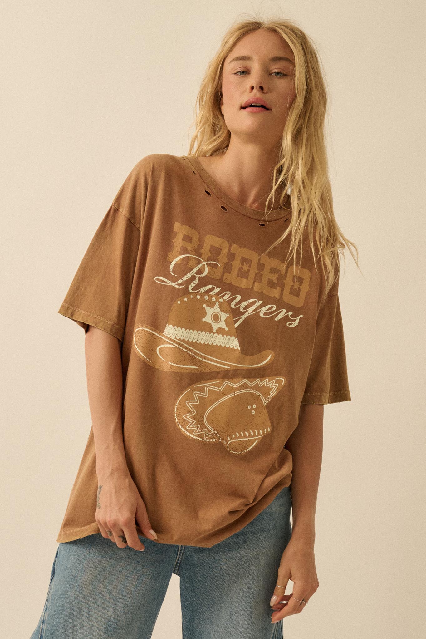 Rodeo Rangers Distressed Oversize Graphic Tee