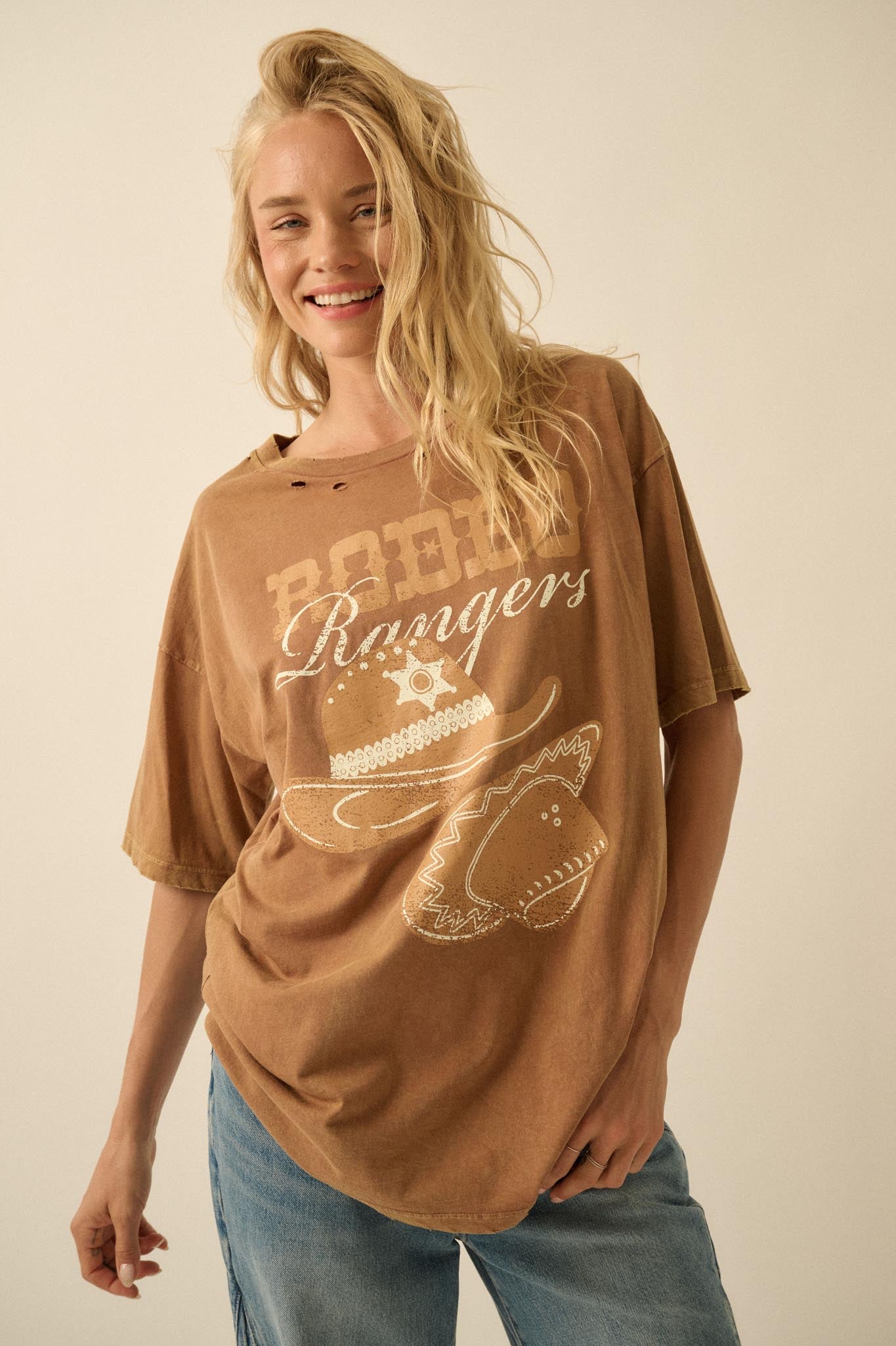 Rodeo Rangers Distressed Oversize Graphic Tee