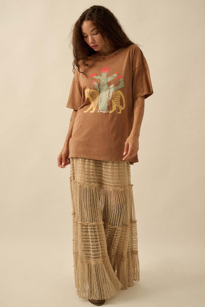 Desert Jaguar Distressed Oversize Graphic Tee