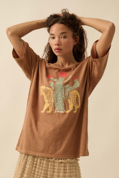 Desert Jaguar Distressed Oversize Graphic Tee