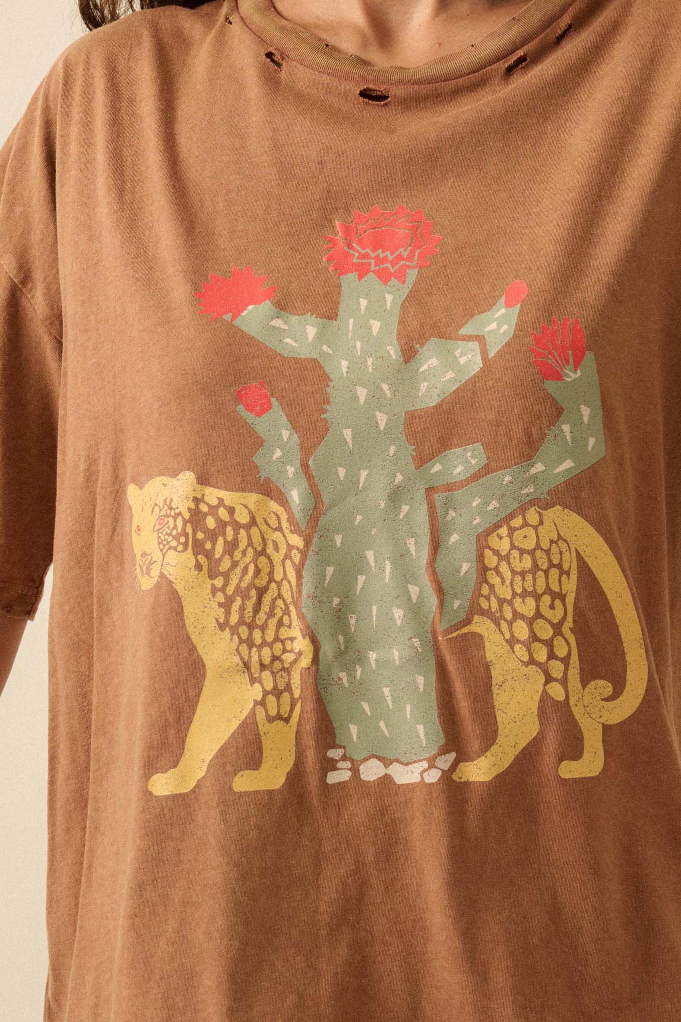 Desert Jaguar Distressed Oversize Graphic Tee