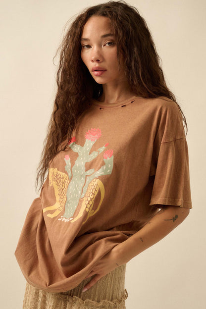 Desert Jaguar Distressed Oversize Graphic Tee