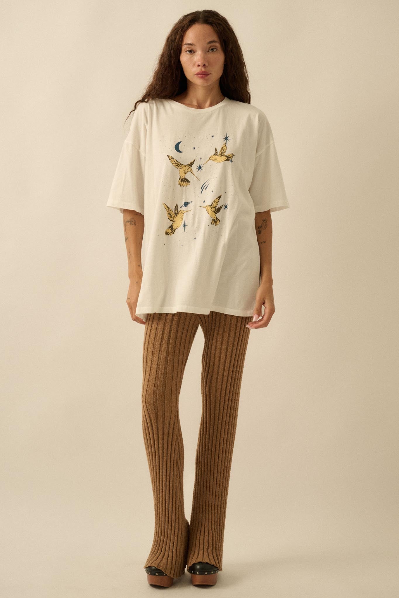 Heavenly Hummingbirds Oversize Graphic Tee