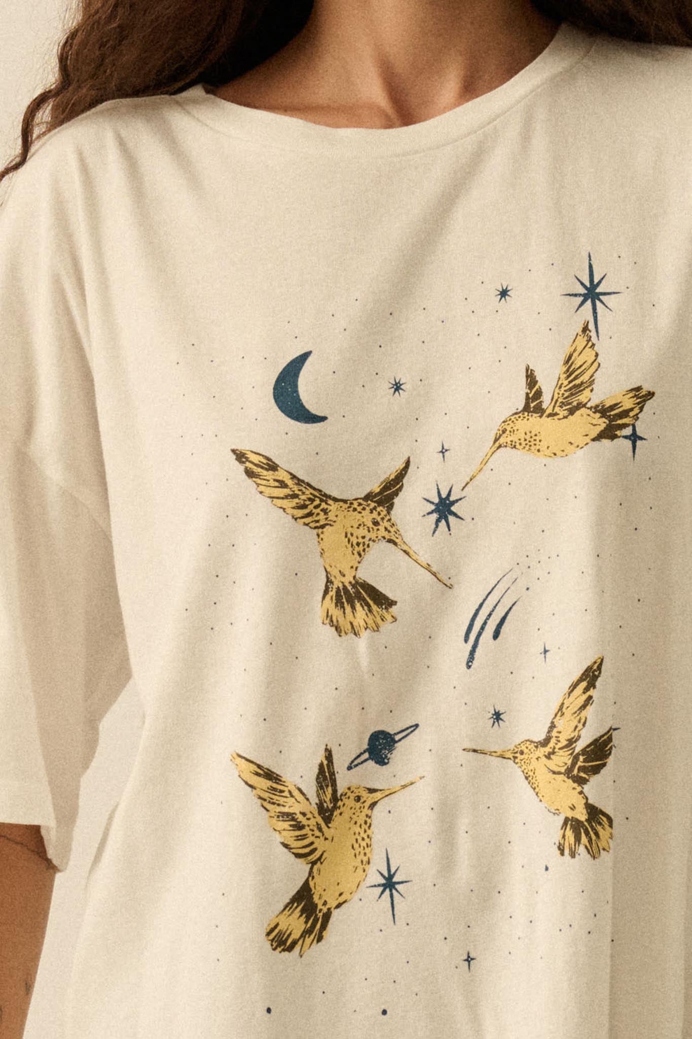 Heavenly Hummingbirds Oversize Graphic Tee