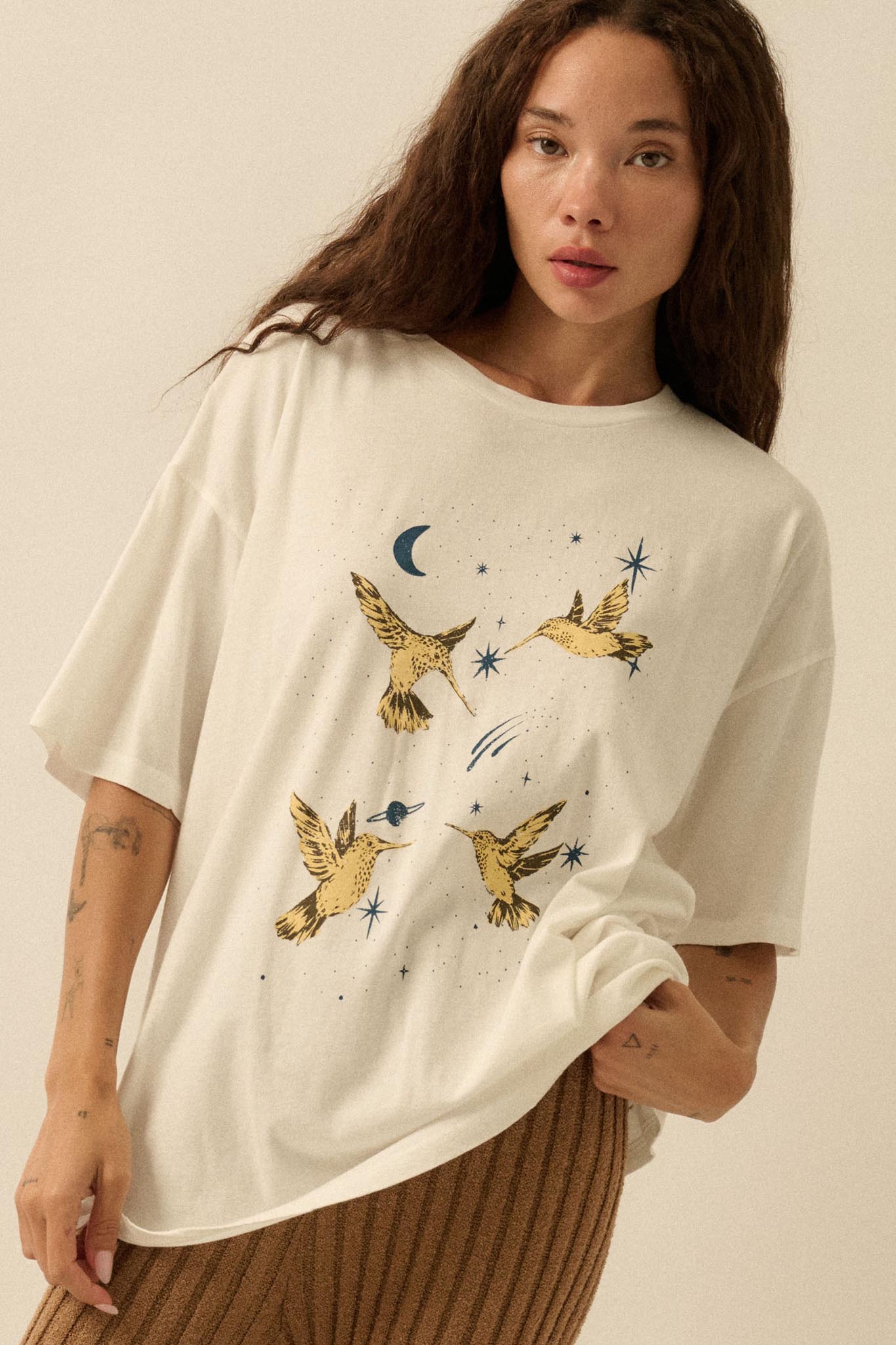Heavenly Hummingbirds Oversize Graphic Tee
