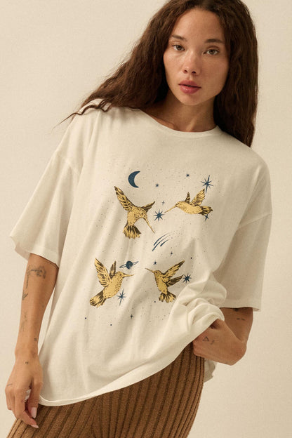 Heavenly Hummingbirds Oversize Graphic Tee