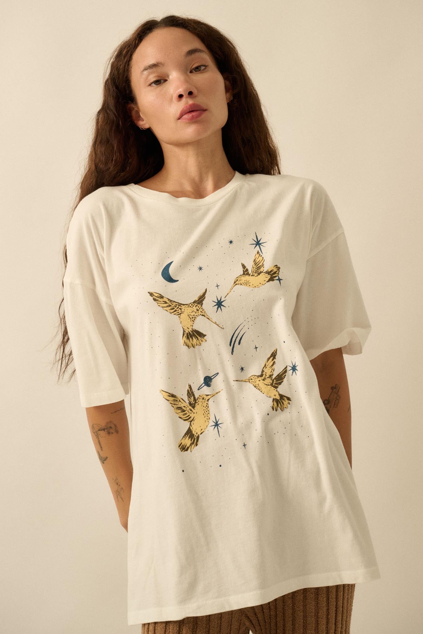 Heavenly Hummingbirds Oversize Graphic Tee