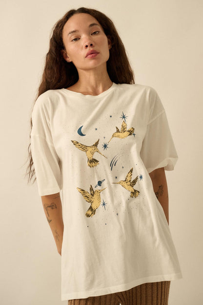 Heavenly Hummingbirds Oversize Graphic Tee