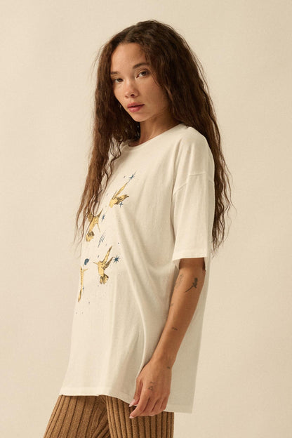 Heavenly Hummingbirds Oversize Graphic Tee