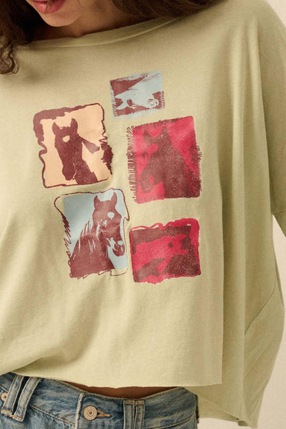 Horse Girl Vintage-Wash Long-Sleeve Graphic Tee
