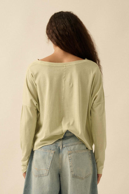 Horse Girl Vintage-Wash Long-Sleeve Graphic Tee
