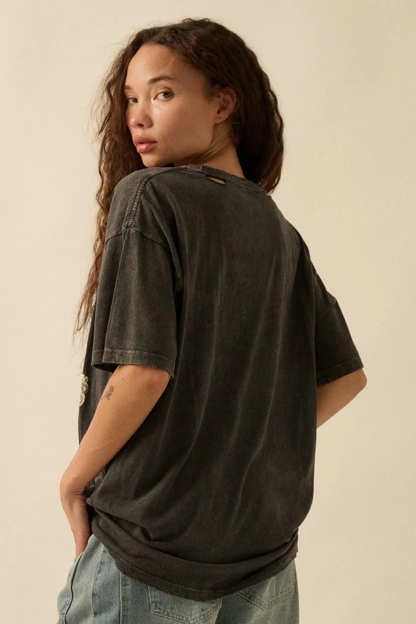 Leopard Lounge Distressed Oversize Graphic Tee