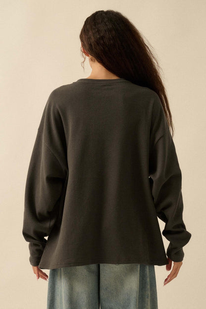 Birds of a Feather Oversize Thermal Graphic Top