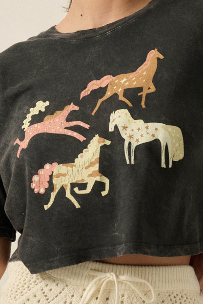 Pony Party Vintage-Wash Cropped Graphic Tee
