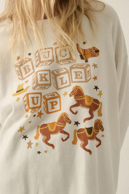 Buckle Up Oversize Western Thermal Graphic Top