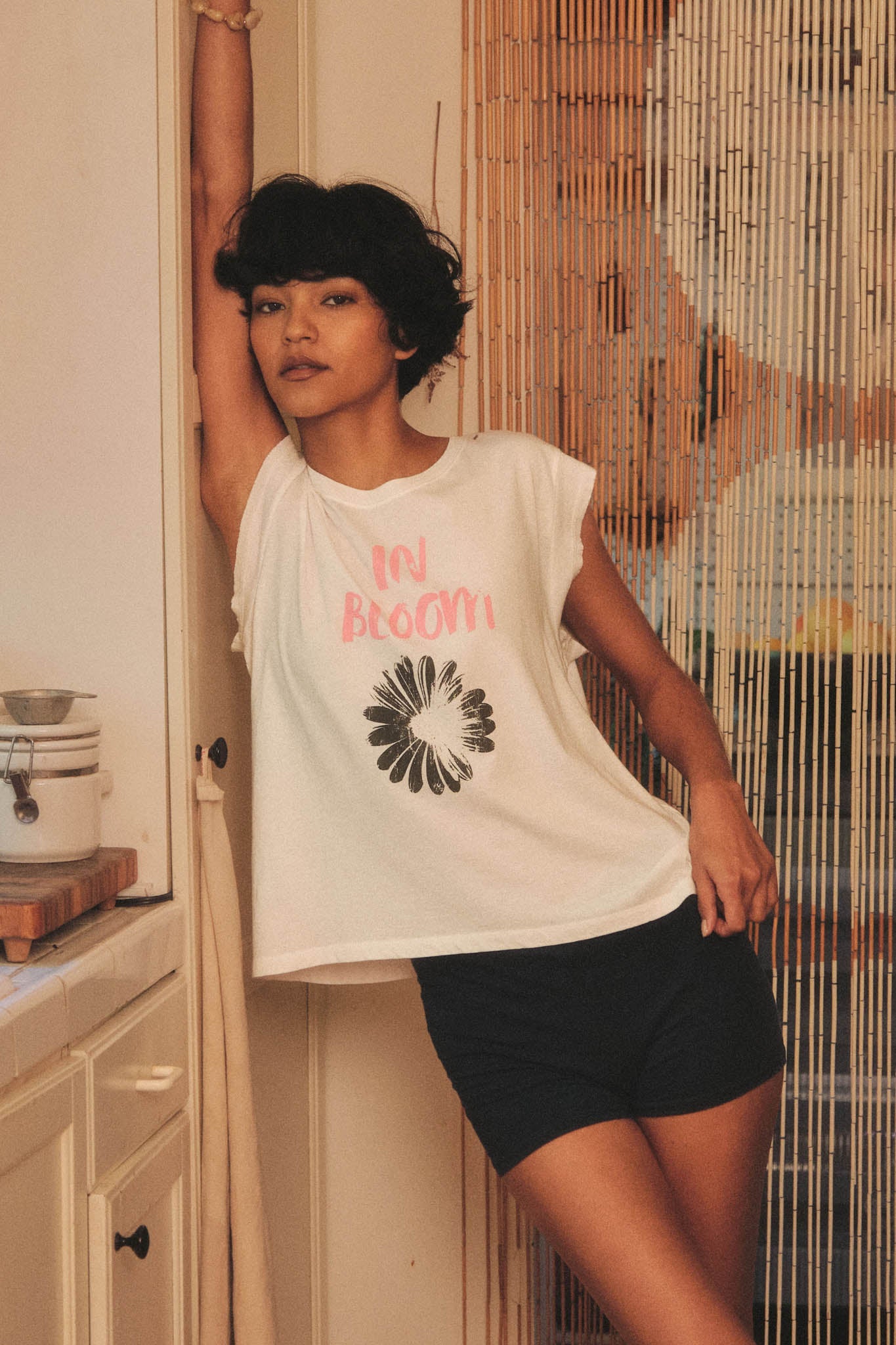In Bloom Floral Distressed Sleeveless Graphic Tee