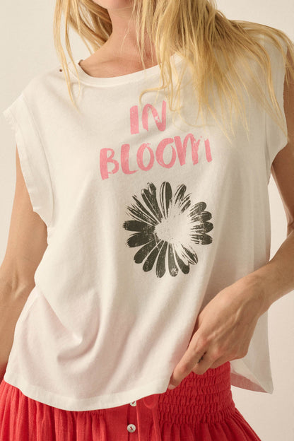 In Bloom Floral Distressed Sleeveless Graphic Tee