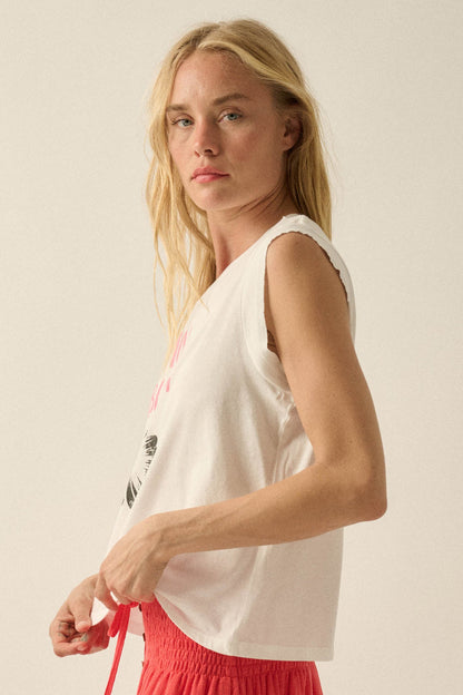 In Bloom Floral Distressed Sleeveless Graphic Tee