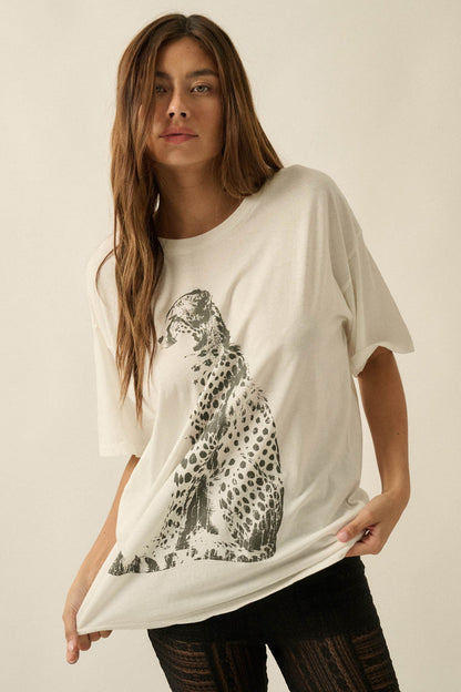 Chill Cheetah Oversize Vintage Graphic Tee