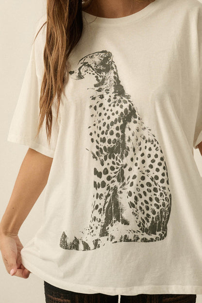 Chill Cheetah Oversize Vintage Graphic Tee