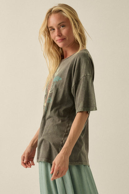 Jungle Tiger Vintage-Wash Oversize Graphic Tee
