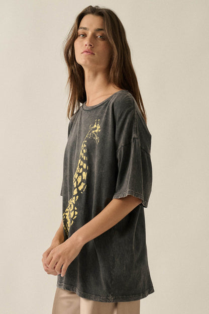 Golden Giraffe Vintage-Wash Oversize Graphic Tee